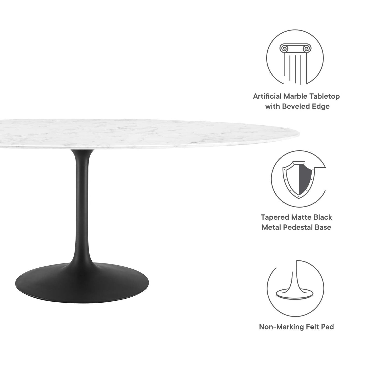 Lippa 78" Oval Artificial Marble and Wood Dining Table