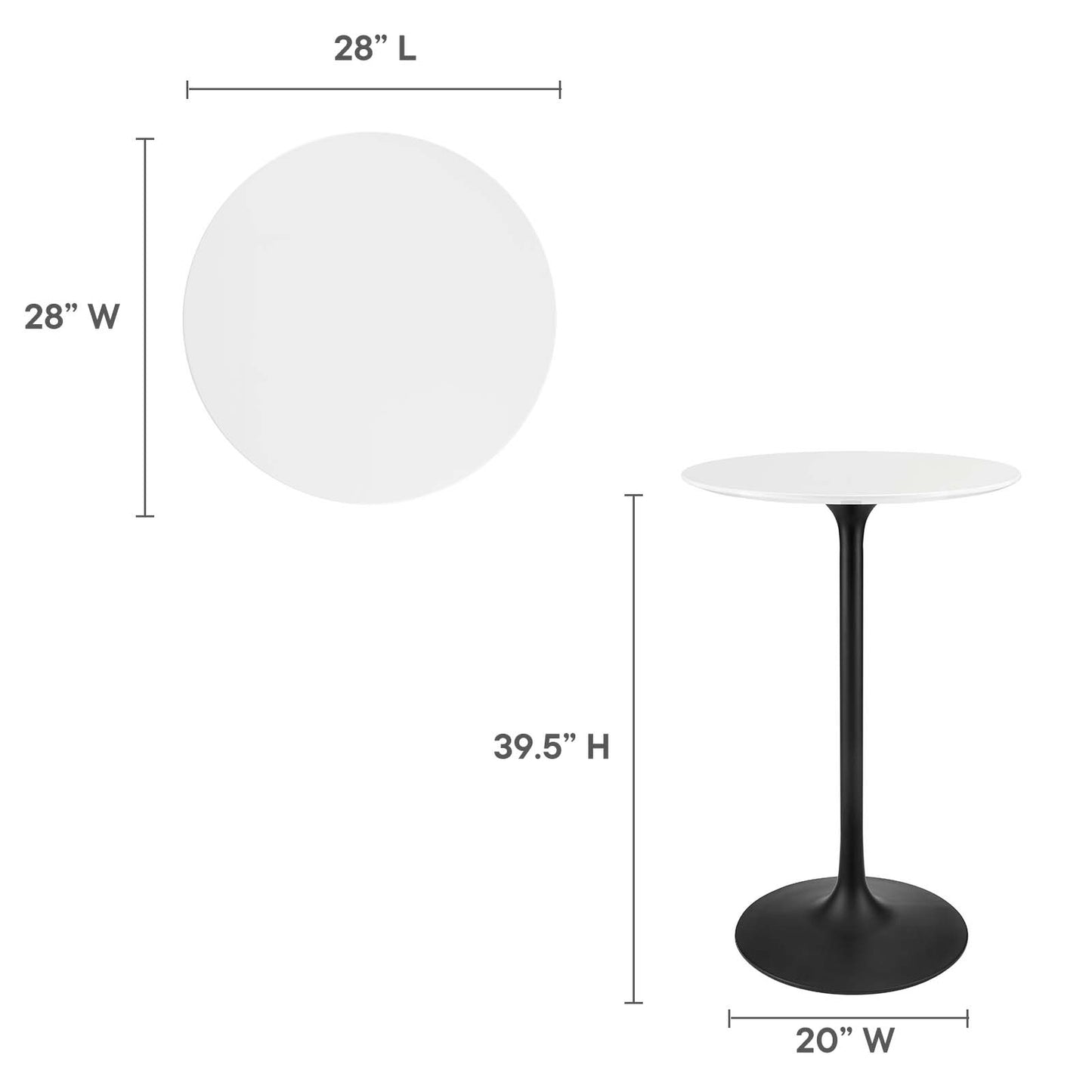 Lippa 28" Round Bar Table Black White EEI-3545-BLK-WHI