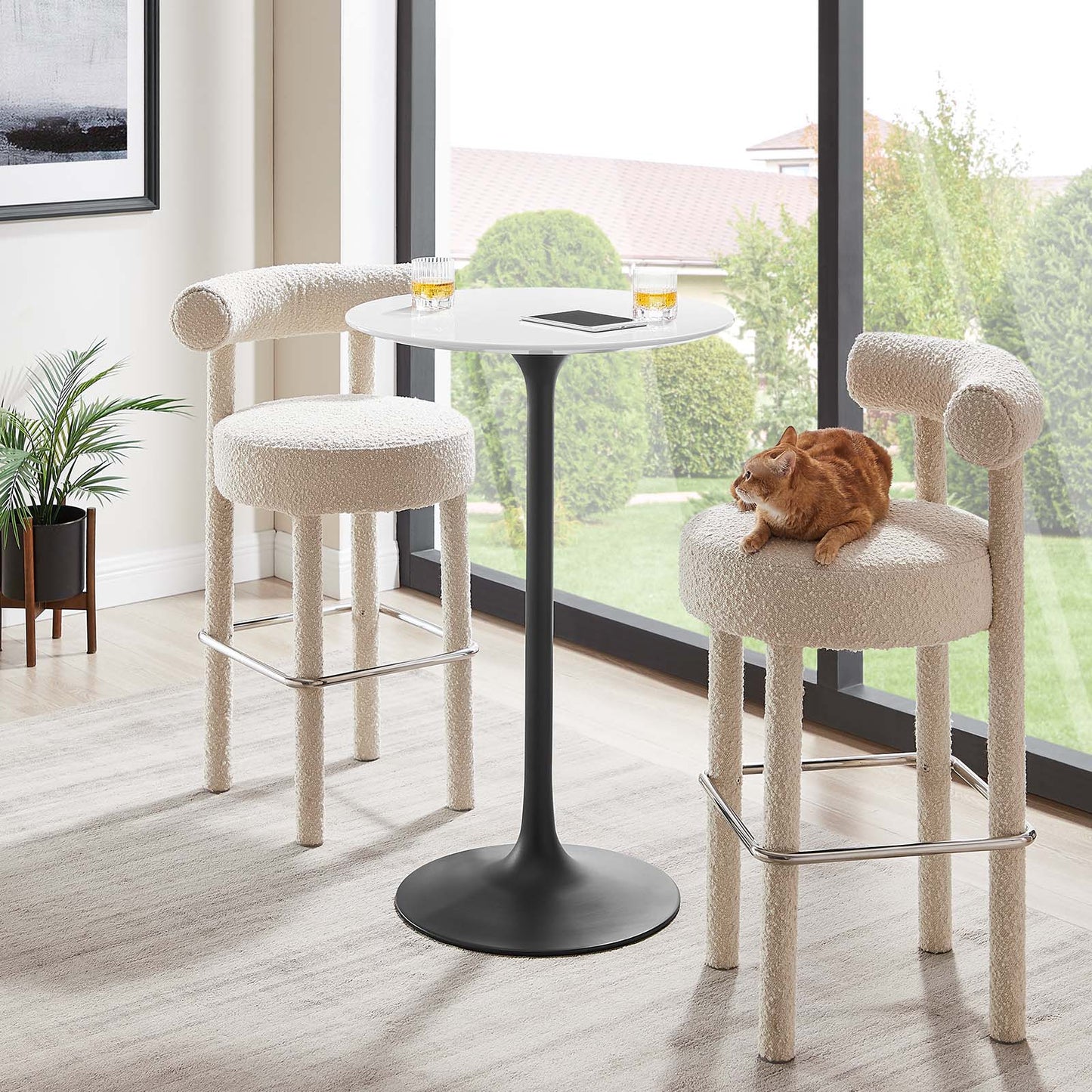 Lippa 28" Round Bar Table Black White EEI-3545-BLK-WHI