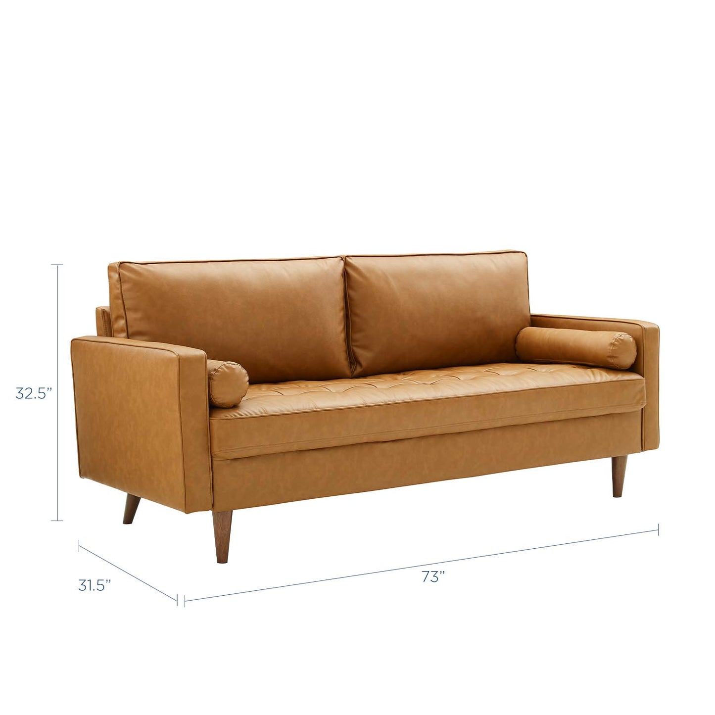 Valour Leather Sofa - Upholstered Faux Leather Sofa - 81" Sofa