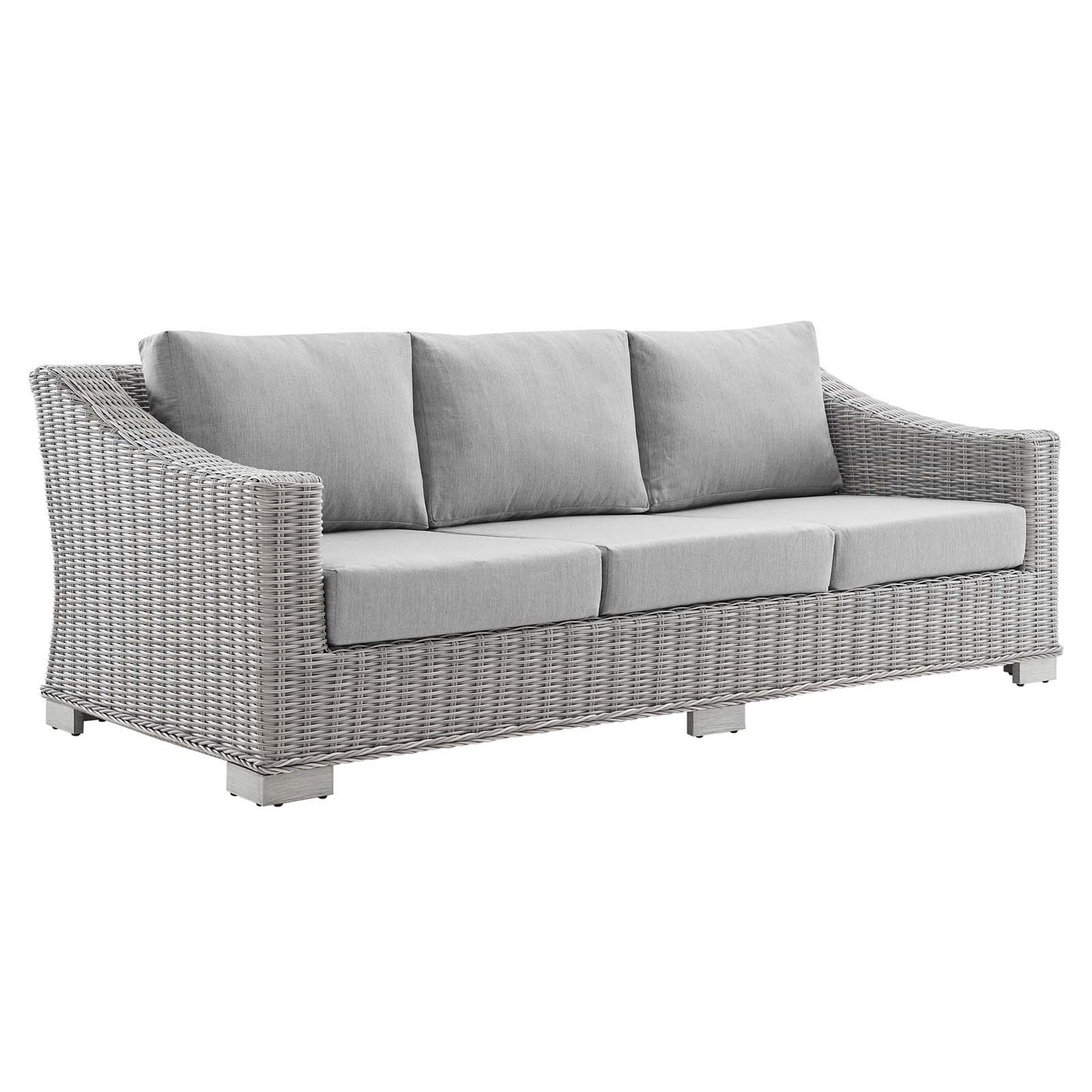 Conway Sunbrella® Outdoor Patio Wicker Rattan Sofa Light Gray Gray EEI-3974-LGR-GRY