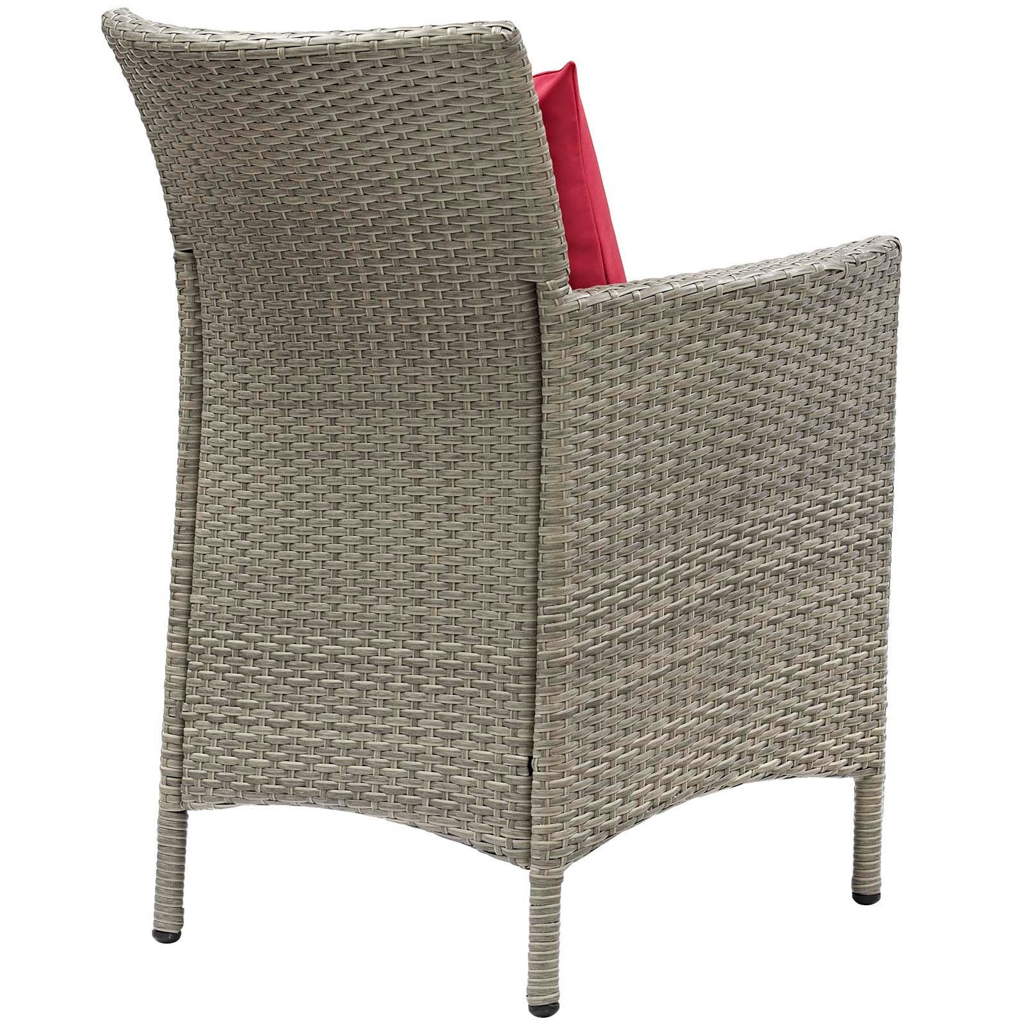 Conduit Outdoor Patio Wicker Rattan Dining Armchair Set of 2 Light Gray Red EEI-4027-LGR-RED