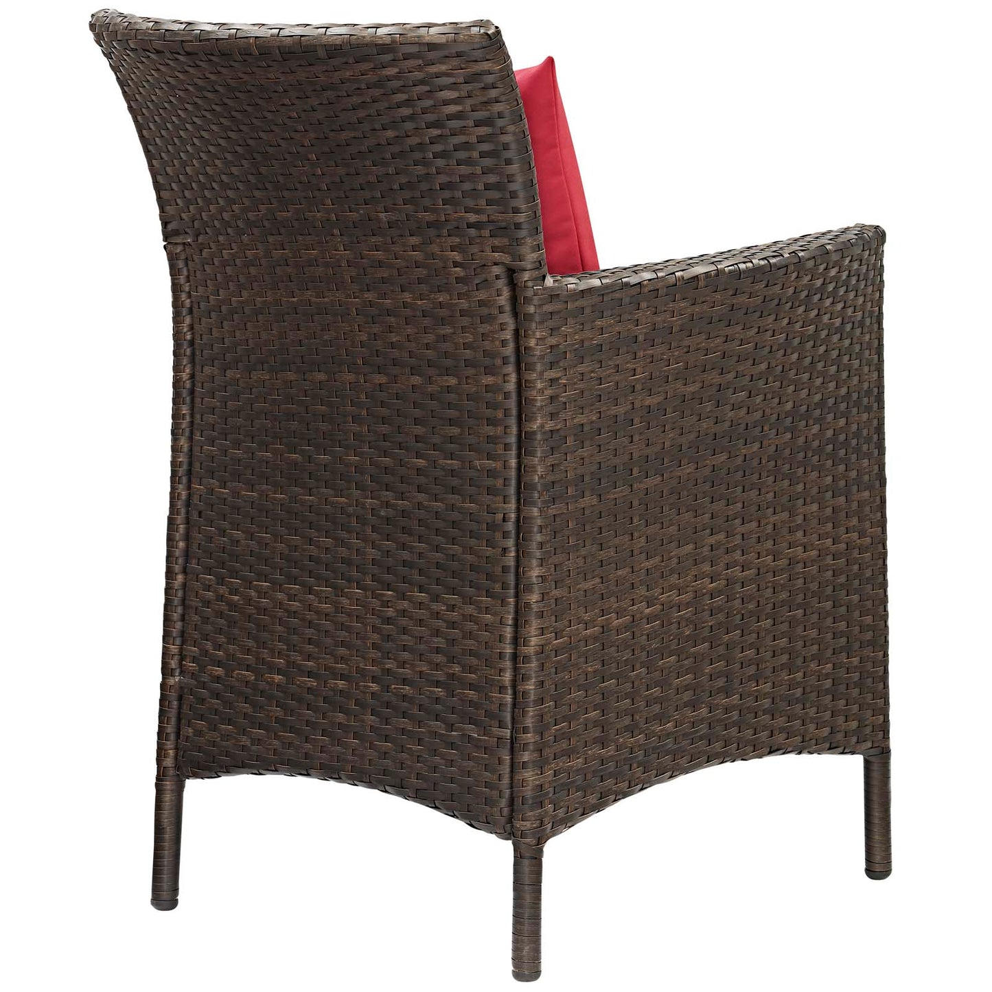 Conduit Outdoor Patio Wicker Rattan Dining Armchair Set of 4 Brown Red EEI-4031-BRN-RED