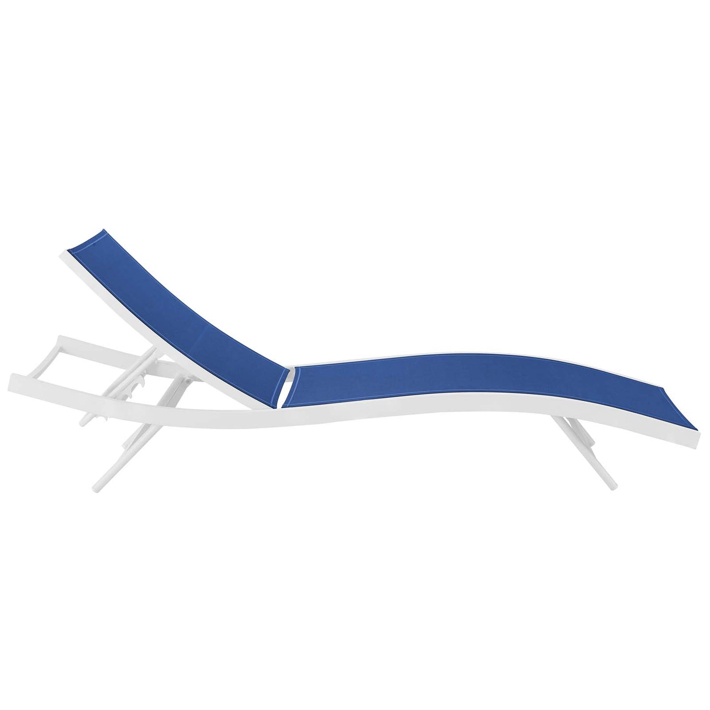 Glimpse Outdoor Patio Mesh Chaise Lounge Set of 4 White Navy EEI-4039-WHI-NAV