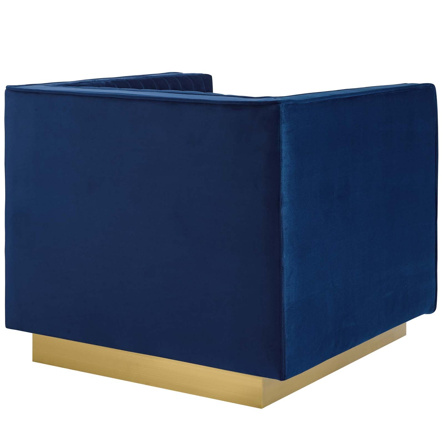 Sanguine Vertical Channel Tufted Upholstered Performance Velvet Armchair Set of 2 Navy EEI-4145-NAV