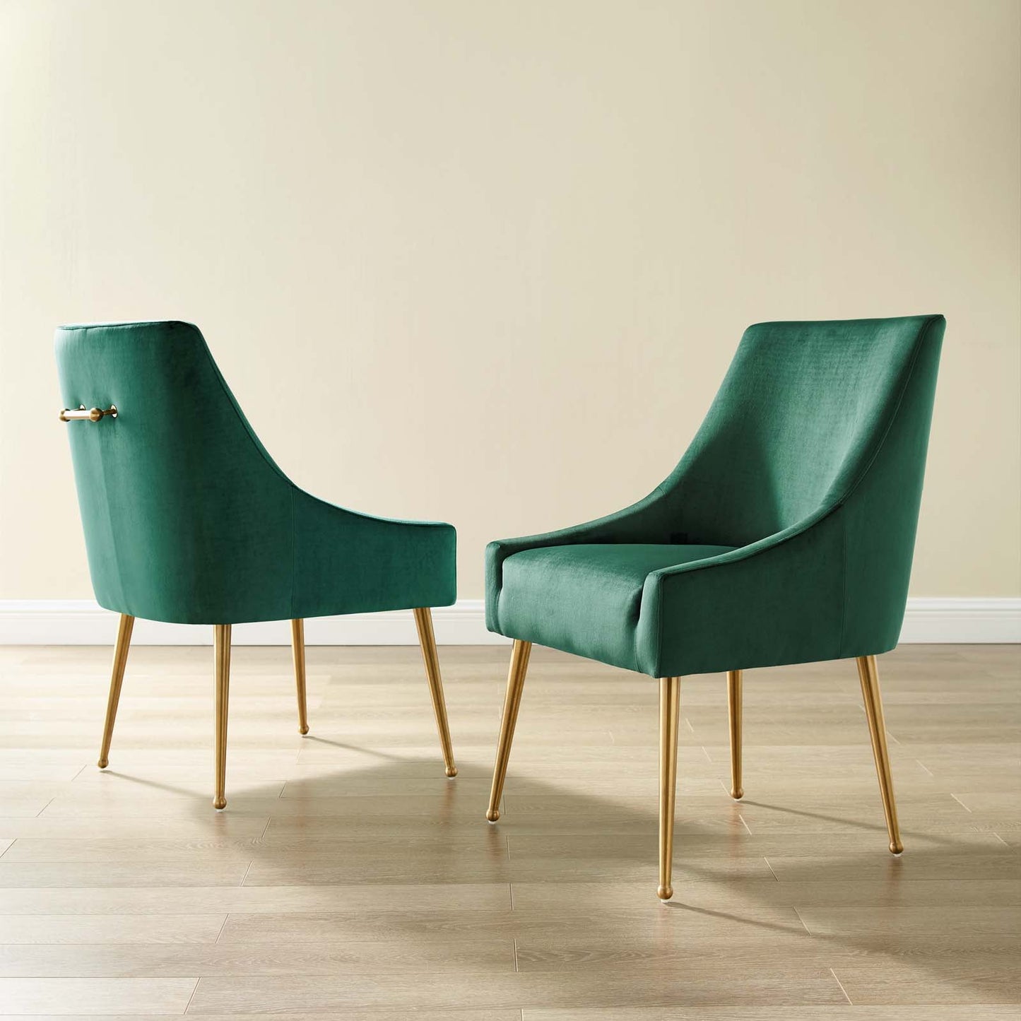 Discern Upholstered Performance Velvet Dining Chair Set of 2 Green EEI-4148-GRN