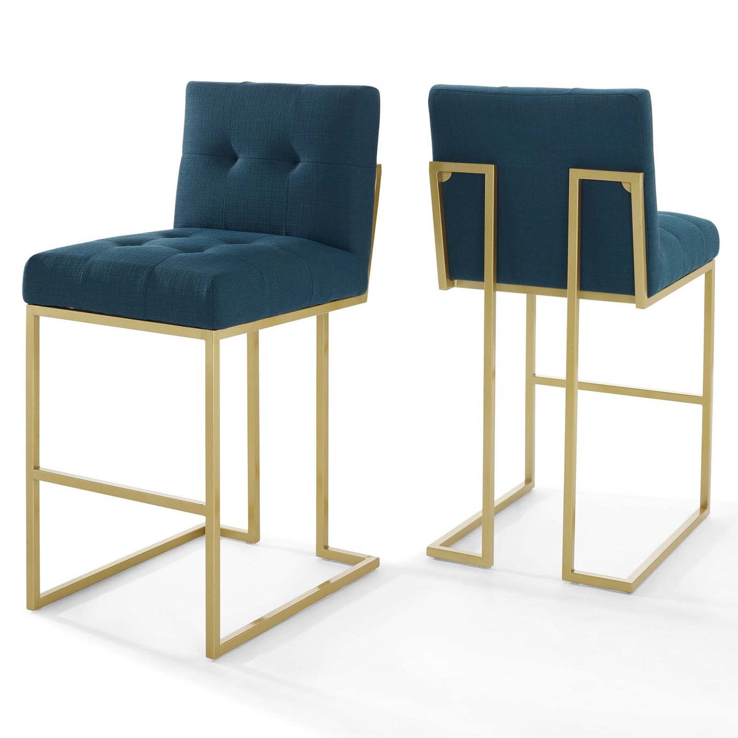 Privy Gold Stainless Steel Performance Velvet Bar Stool Set of 2 Gold Azure EEI-4157-GLD-AZU