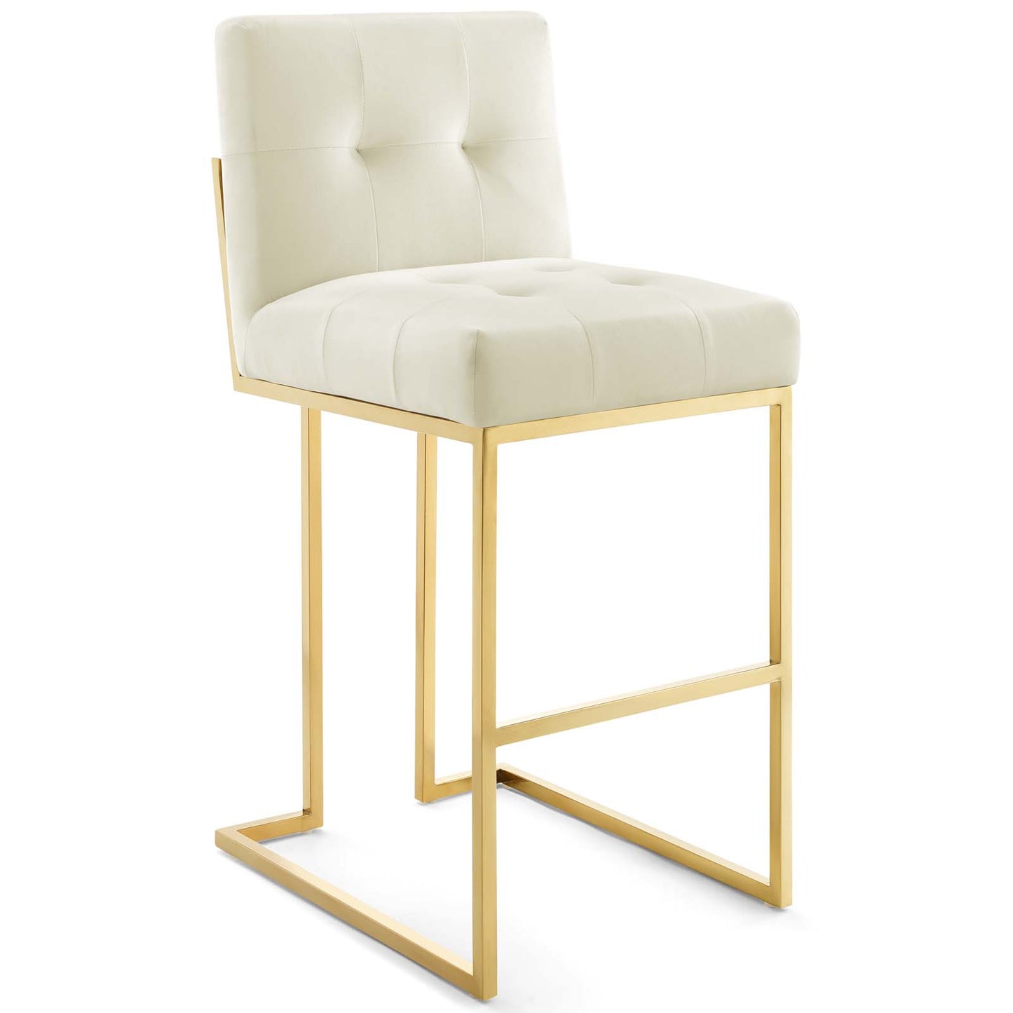 Privy Gold Stainless Steel Performance Velvet Bar Stool Set of 2 Gold Ivory EEI-4158-GLD-IVO