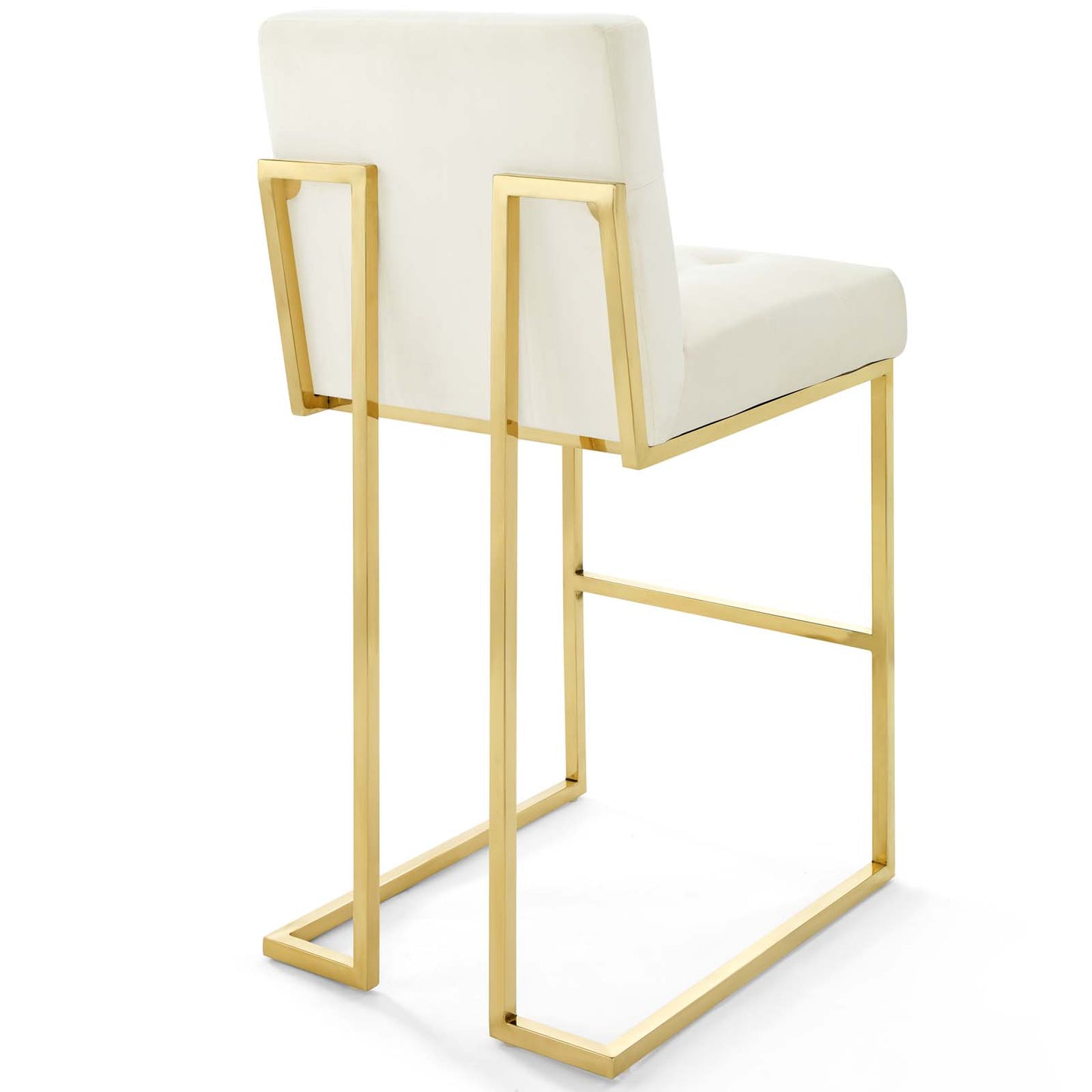 Privy Gold Stainless Steel Performance Velvet Bar Stool Set of 2 Gold Ivory EEI-4158-GLD-IVO