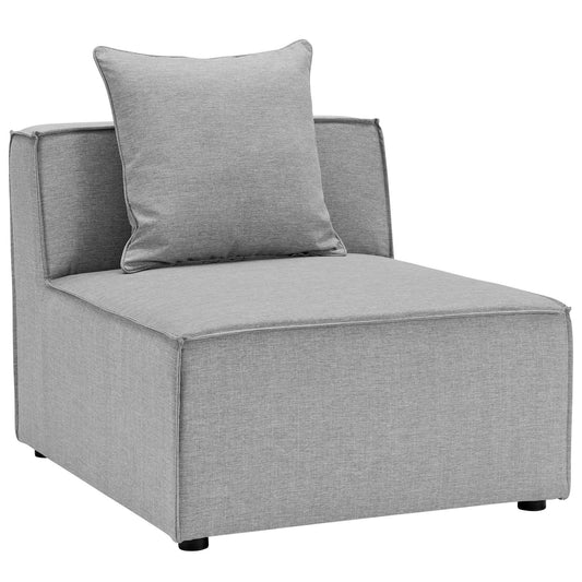 Saybrook Outdoor Patio Upholstered Sectional Sofa Armless Chair Gray EEI-4209-GRY