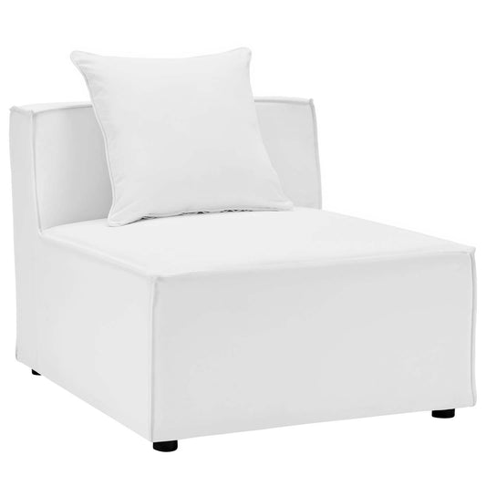 Saybrook Outdoor Patio Upholstered Sectional Sofa Armless Chair White EEI-4209-WHI