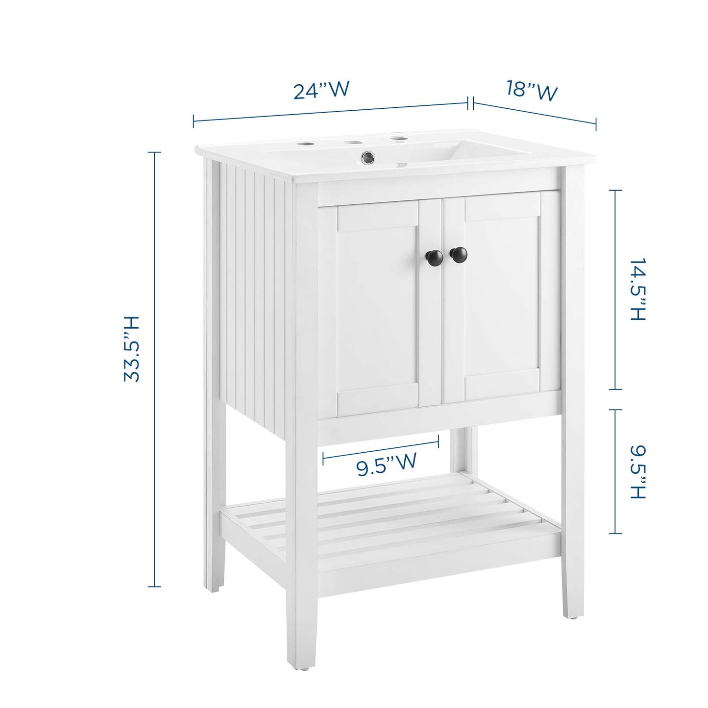 Prestige 24" Bathroom Vanity White White EEI-4246-WHI-WHI