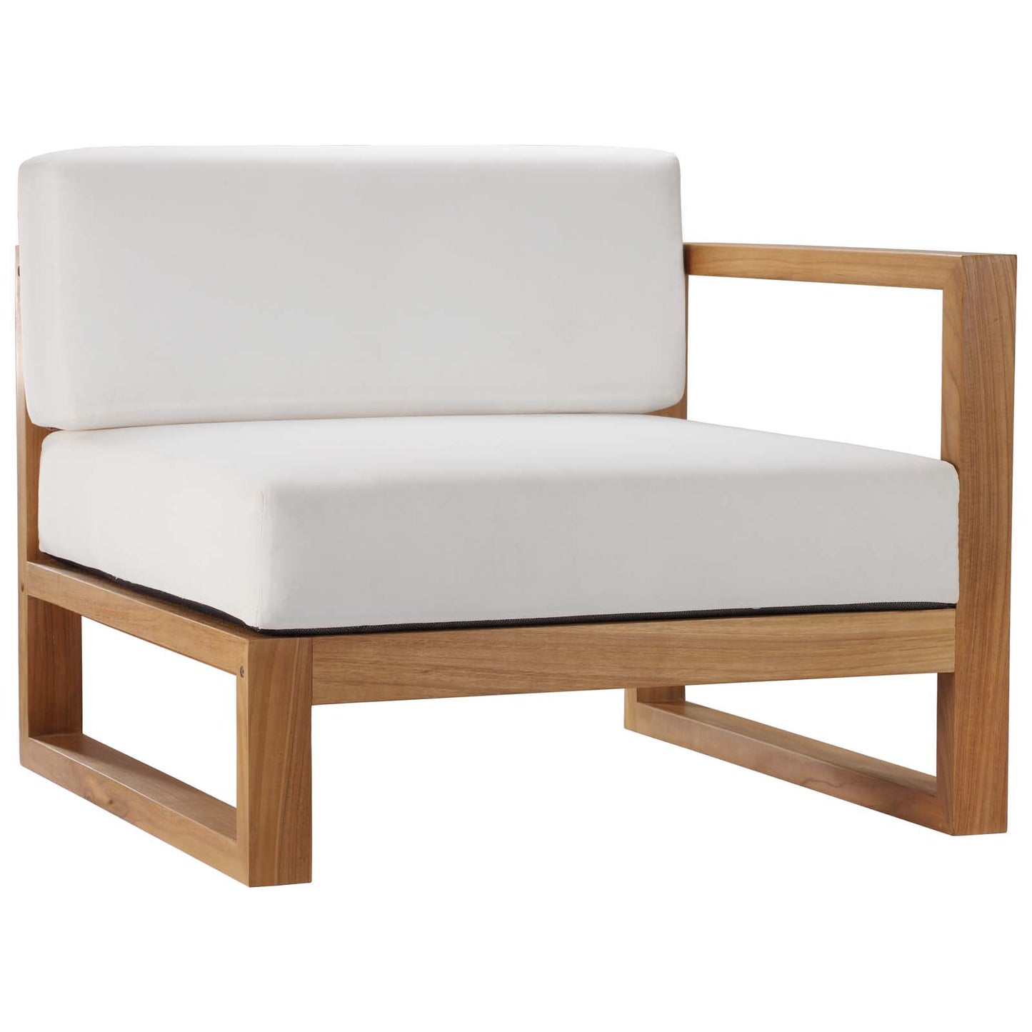 Upland Outdoor Patio Teak Wood 3-Piece Sectional Sofa Set Natural White EEI-4255-NAT-WHI-SET