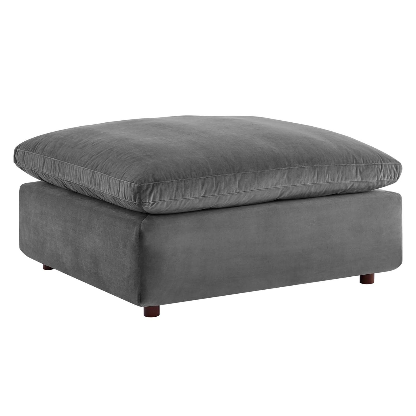 Commix Down Filled Overstuffed Performance Velvet Ottoman Gray EEI-4365-GRY