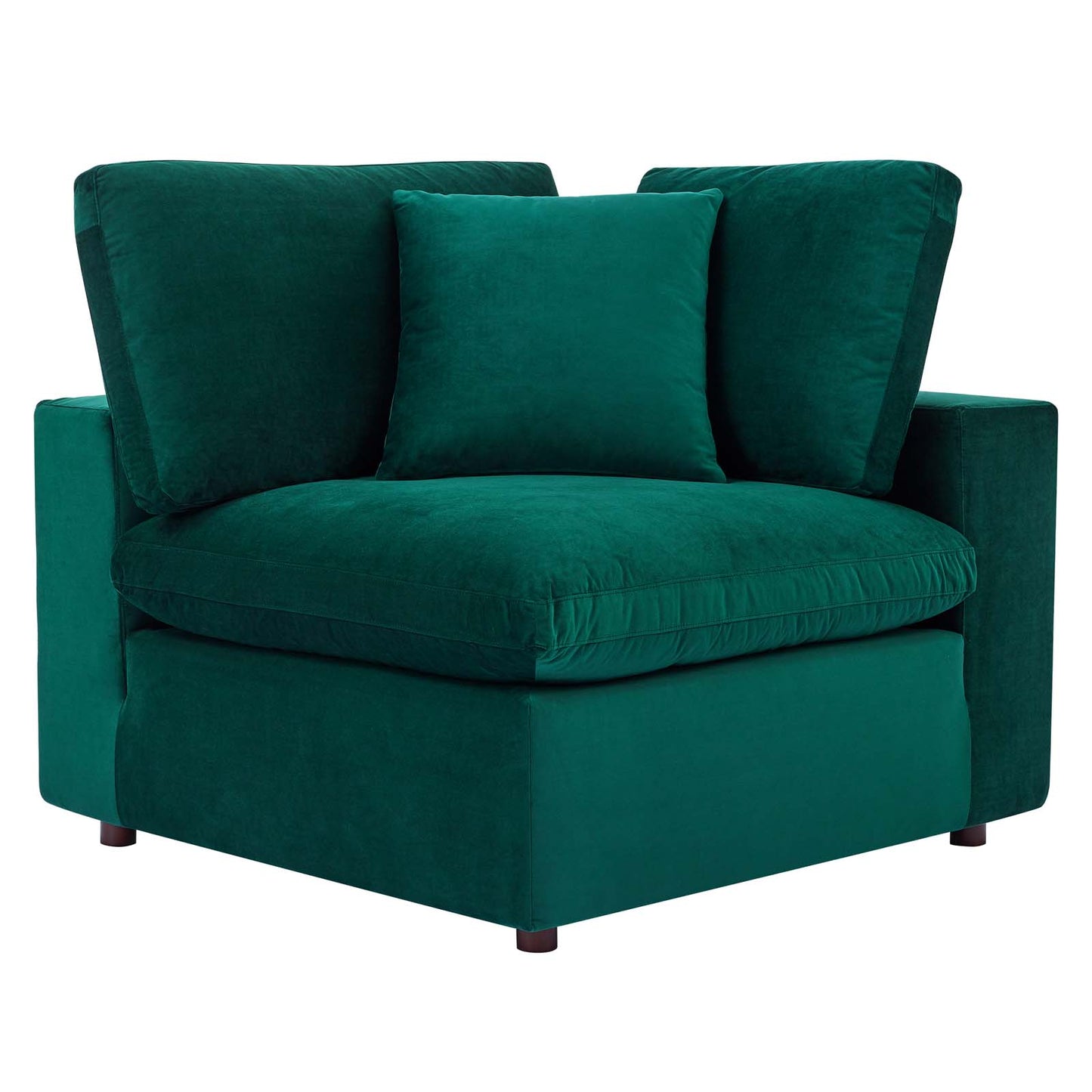 Commix Down Filled Overstuffed Performance Velvet Corner Chair Green EEI-4366-GRN