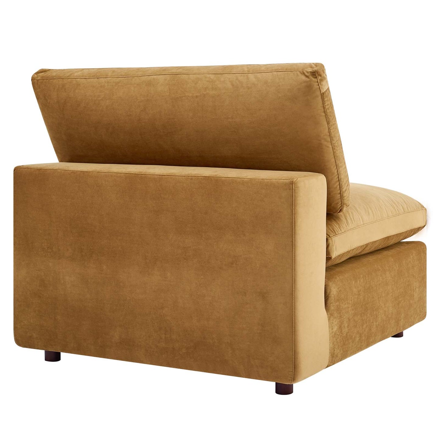 Commix Down Filled Overstuffed Performance Velvet Armless Chair Cognac EEI-4367-COG