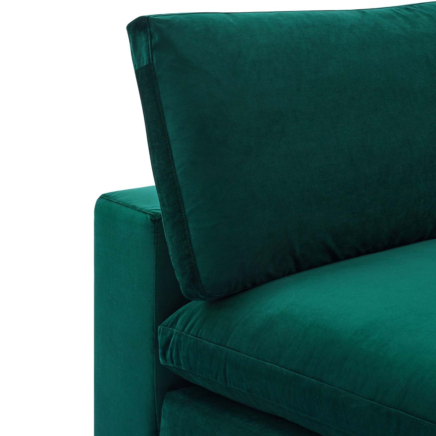 Commix Down Filled Overstuffed Performance Velvet Armless Chair Green EEI-4367-GRN