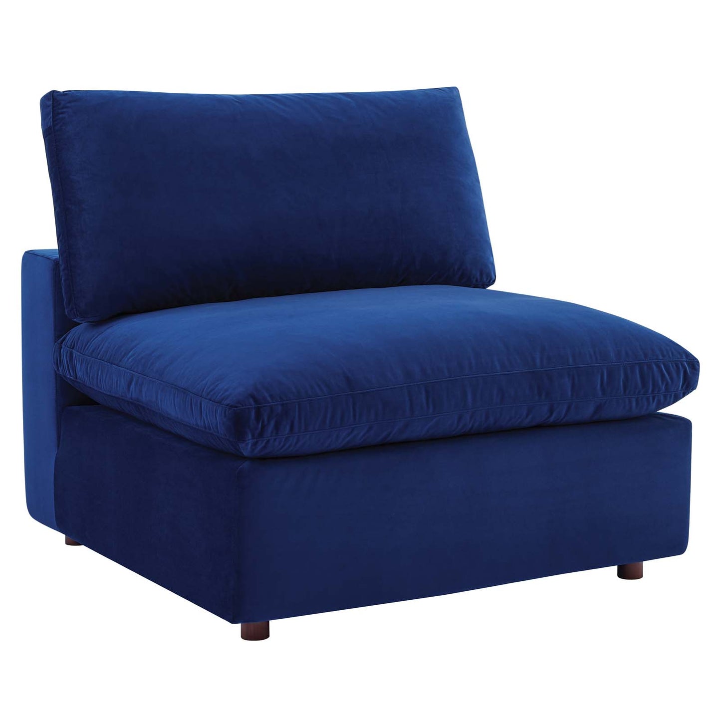 Commix Down Filled Overstuffed Performance Velvet Armless Chair Navy EEI-4367-NAV