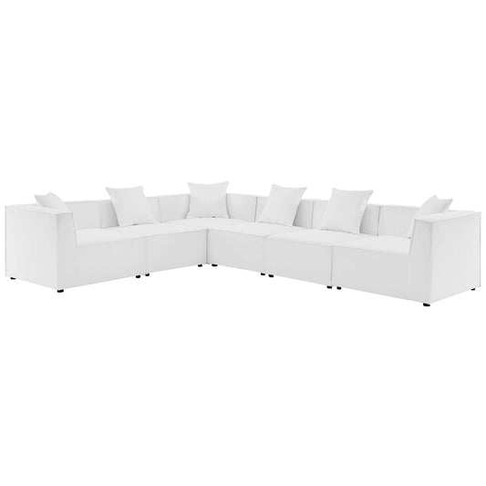 Saybrook Outdoor Patio Upholstered 6-Piece Sectional Sofa White EEI-4385-WHI