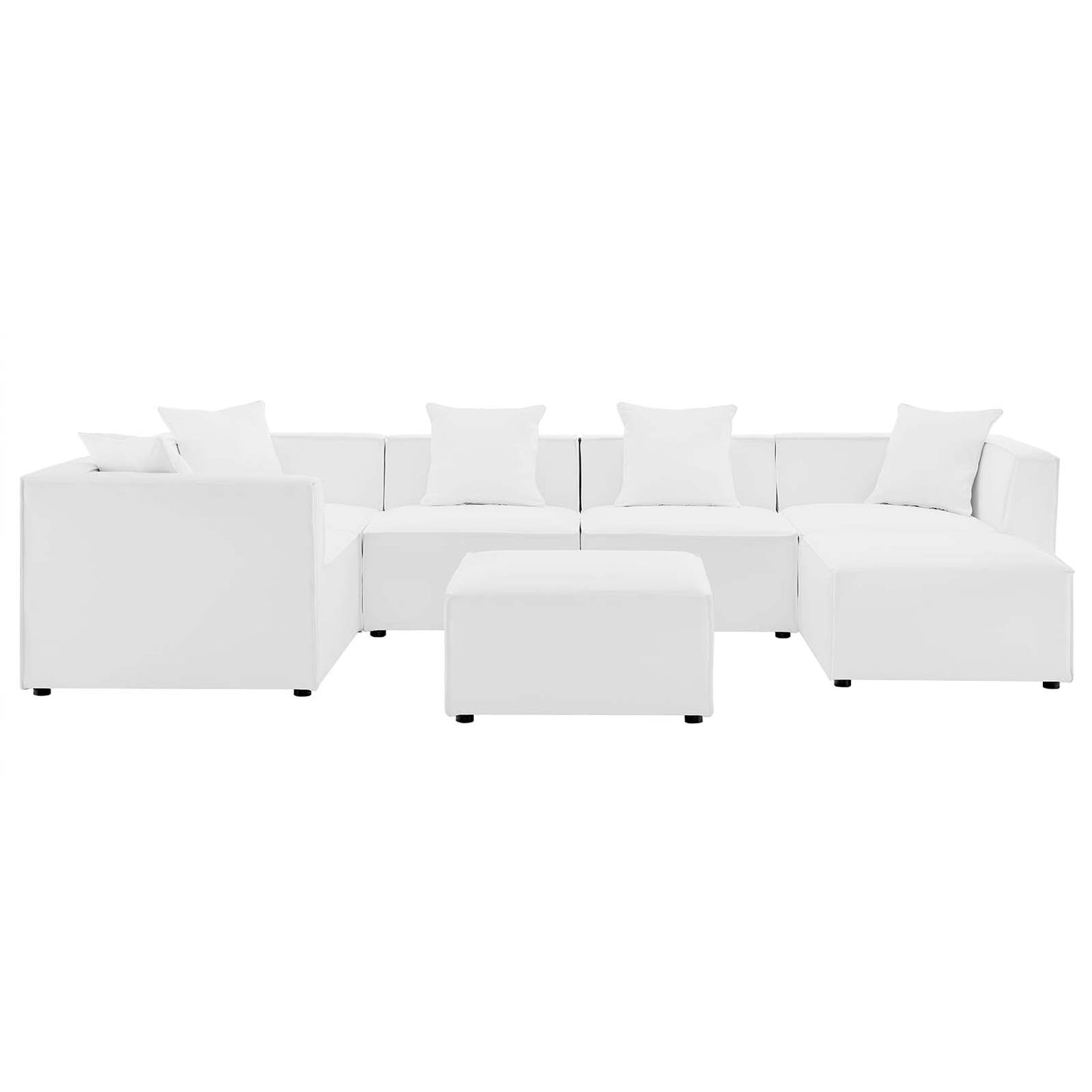 Saybrook Outdoor Patio Upholstered 7-Piece Sectional Sofa White EEI-4387-WHI