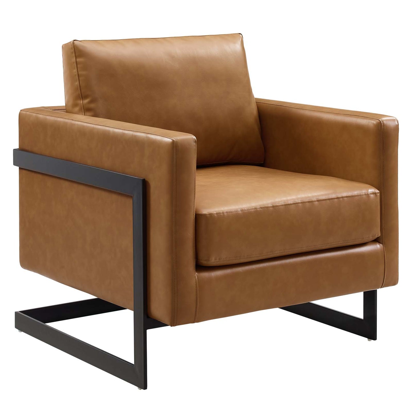 Posse Upholstered Fabric and Vegan Leather Accent Chair