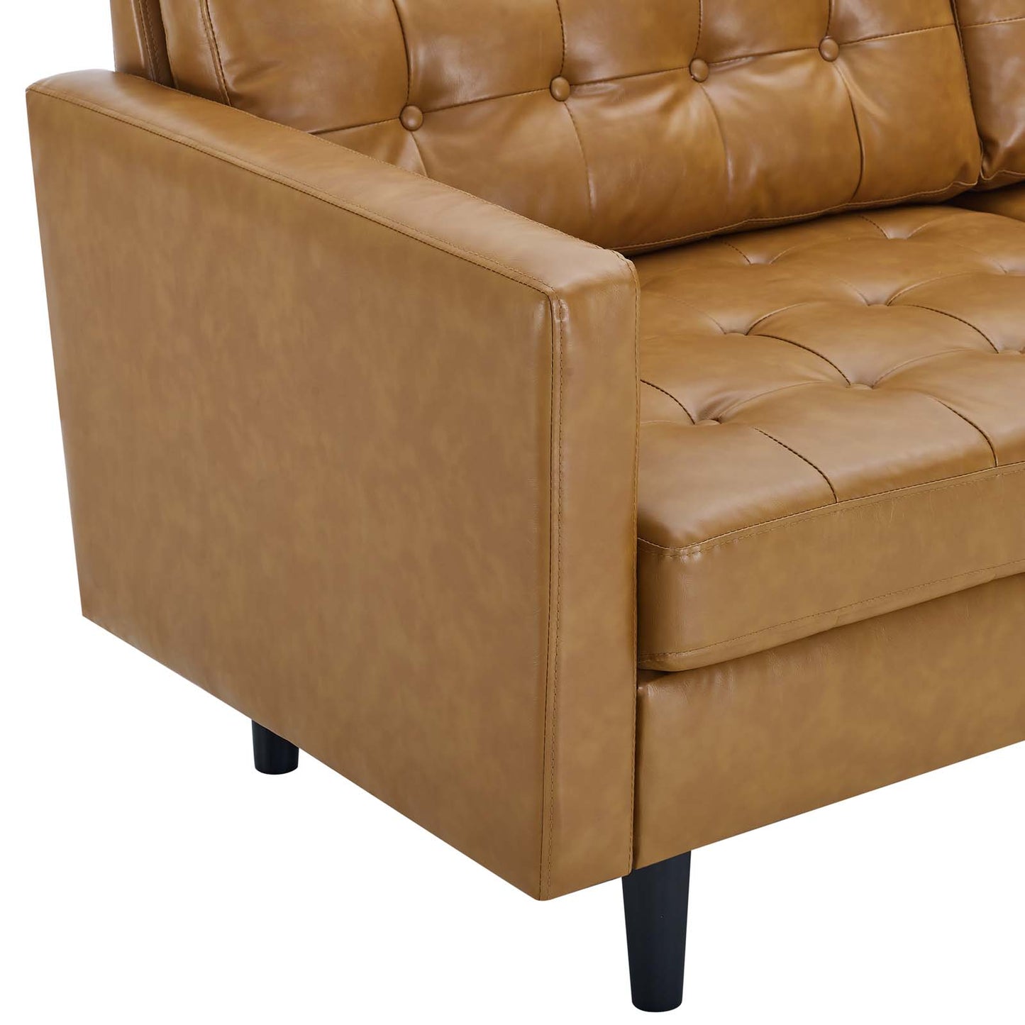 Exalt Tufted Vegan Leather Sofa Tan EEI-4446-TAN