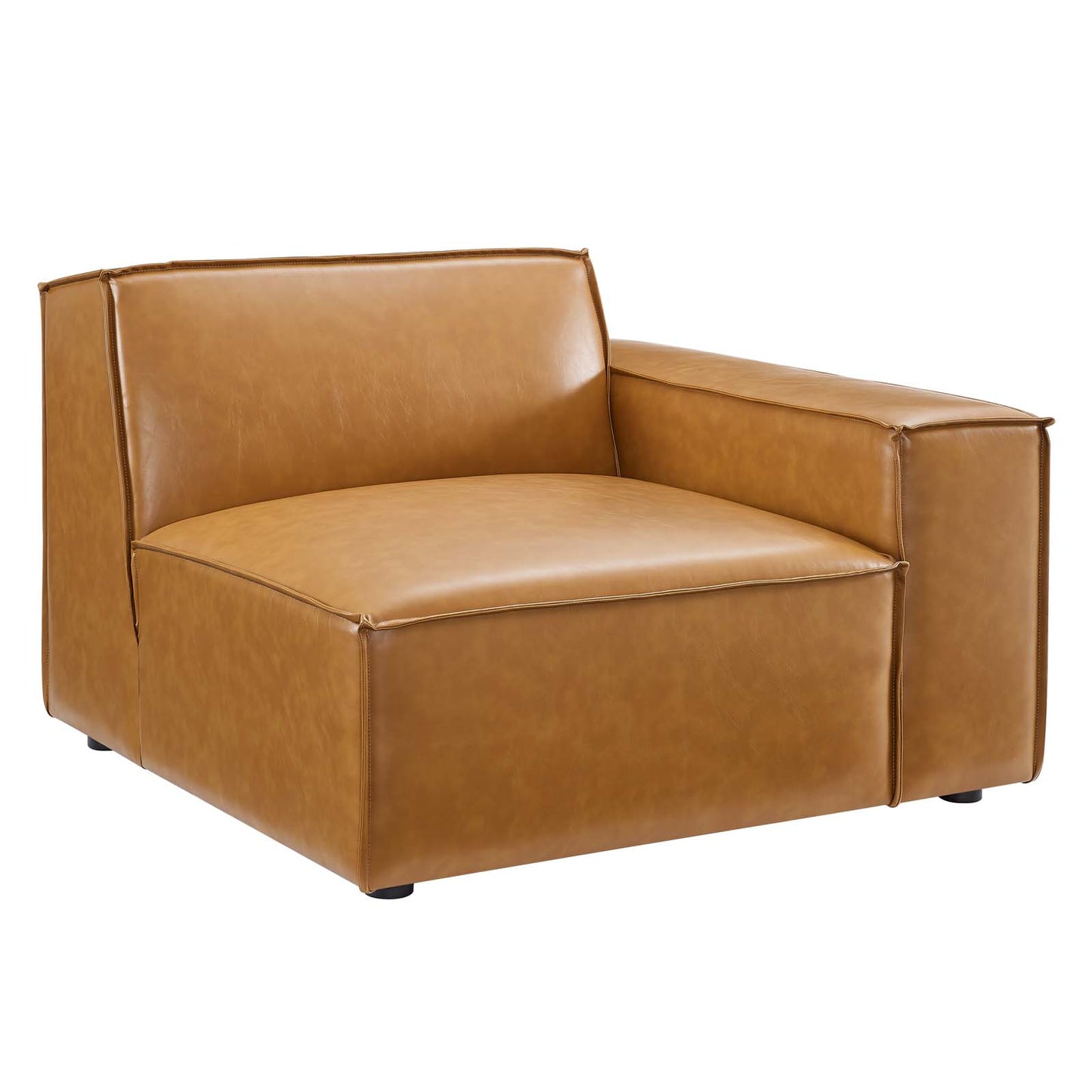 Restore Right-Arm Vegan Leather Sectional Sofa Chair Tan EEI-4493-TAN