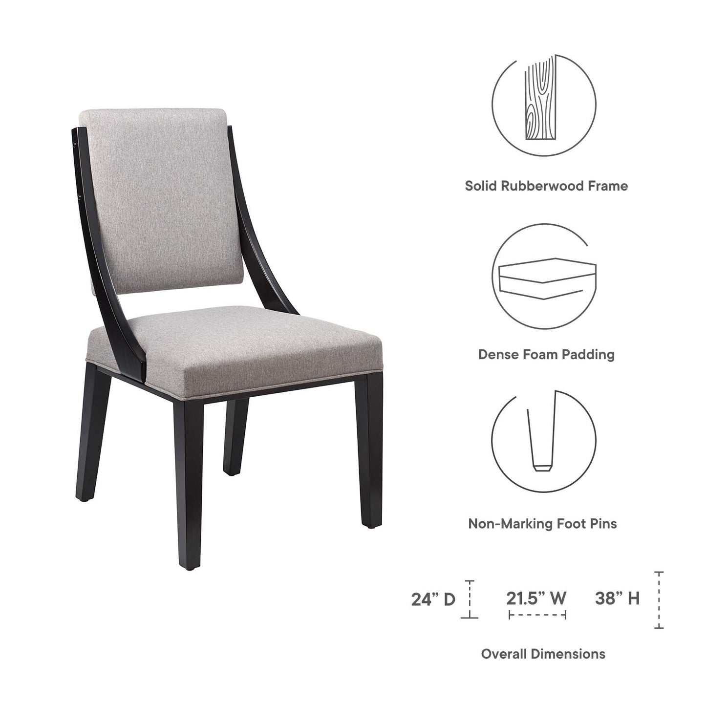 Cambridge Upholstered Fabric Dining Chairs - Set of 2 Light Gray EEI-4553-LGR