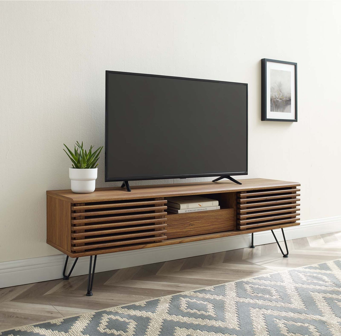 Render 59" Media Console TV Stand Walnut EEI-4587-WAL