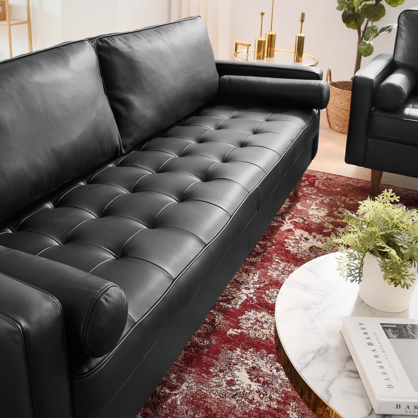 Valour Leather Sofa - Upholstered Faux Leather Sofa - 81" Sofa