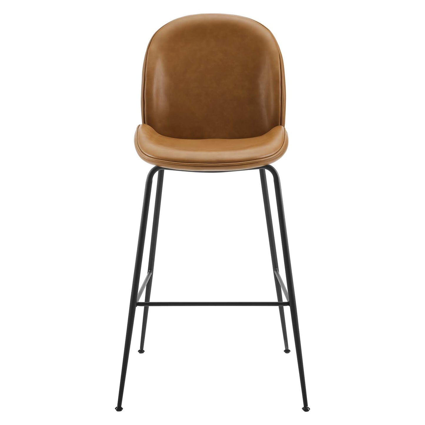 Scoop Black Powder Coated Steel Leg Vegan Leather Bar Stool Tan EEI-4640-TAN