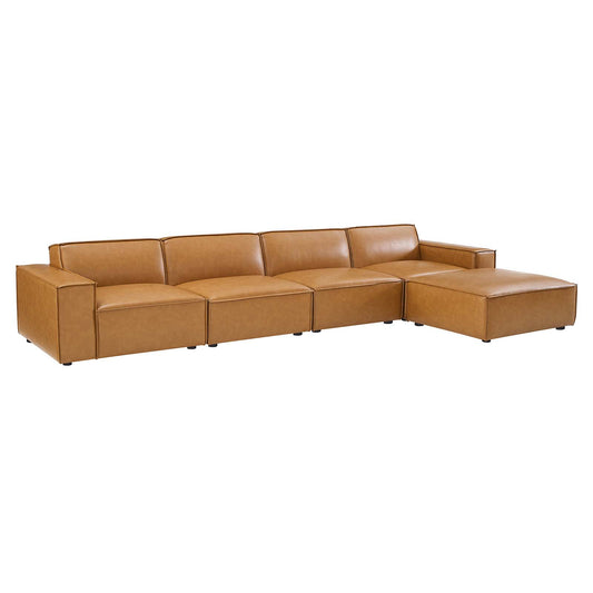 Restore 5-Piece Vegan Leather Sectional Sofa Tan EEI-4711-TAN