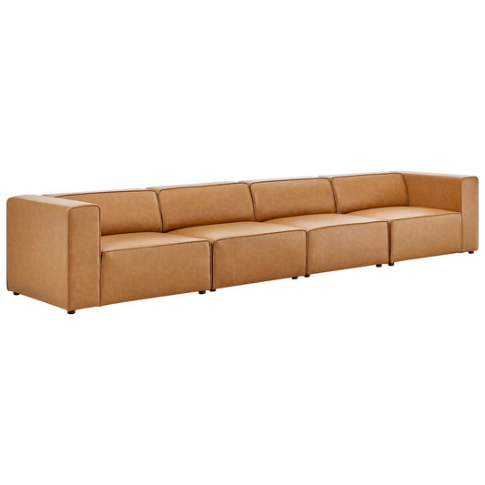 Mingle Vegan Leather 4-Piece Sectional Sofa Tan EEI-4793-TAN