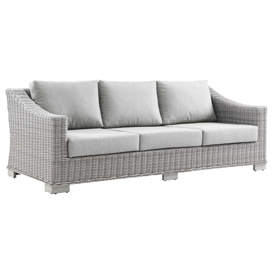 Conway Outdoor Patio Wicker Rattan Sofa Light Gray Gray EEI-4842-LGR-GRY