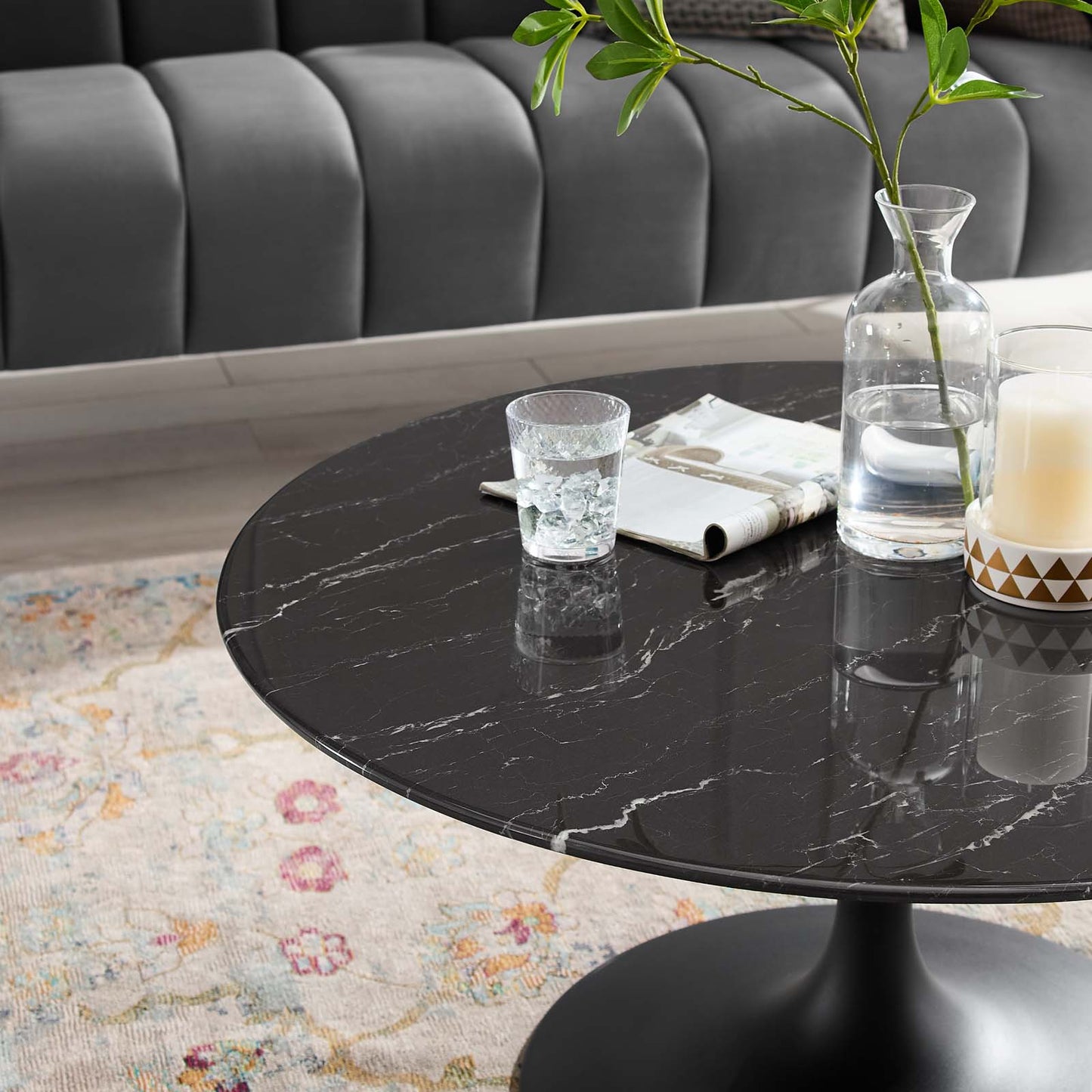 Lippa 36" Artificial Marble and Wood Coffee Table Collection