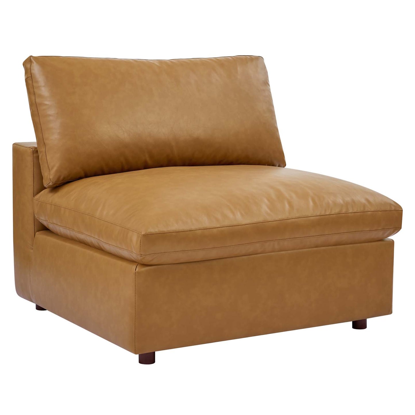 Commix Down Filled Overstuffed Vegan Leather 3-Seater Sofa Tan EEI-4914-TAN