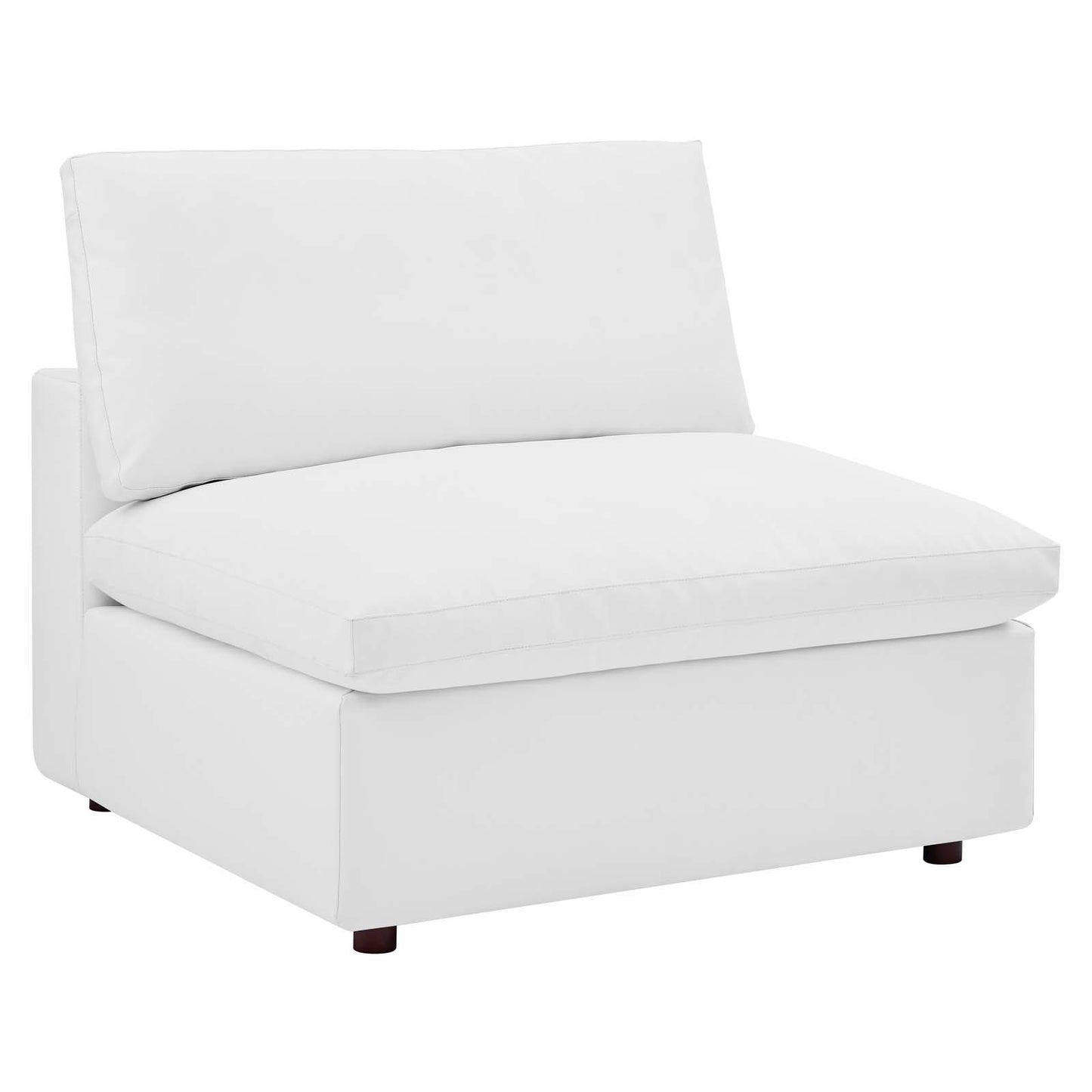 Commix Down Filled Overstuffed Vegan Leather 4-Piece Sectional Sofa White EEI-4915-WHI