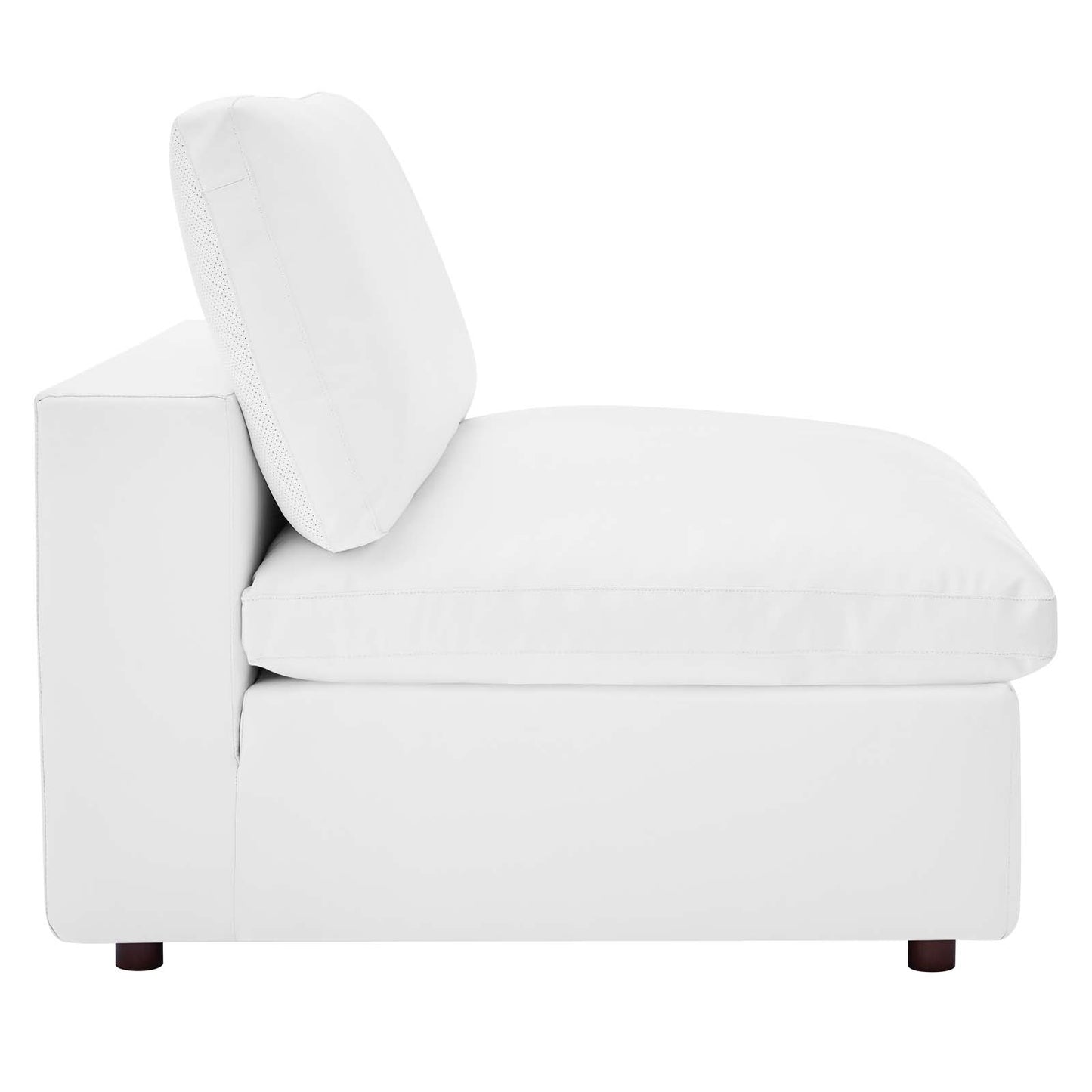 Commix Down Filled Overstuffed Vegan Leather 4-Seater Sofa White EEI-4916-WHI