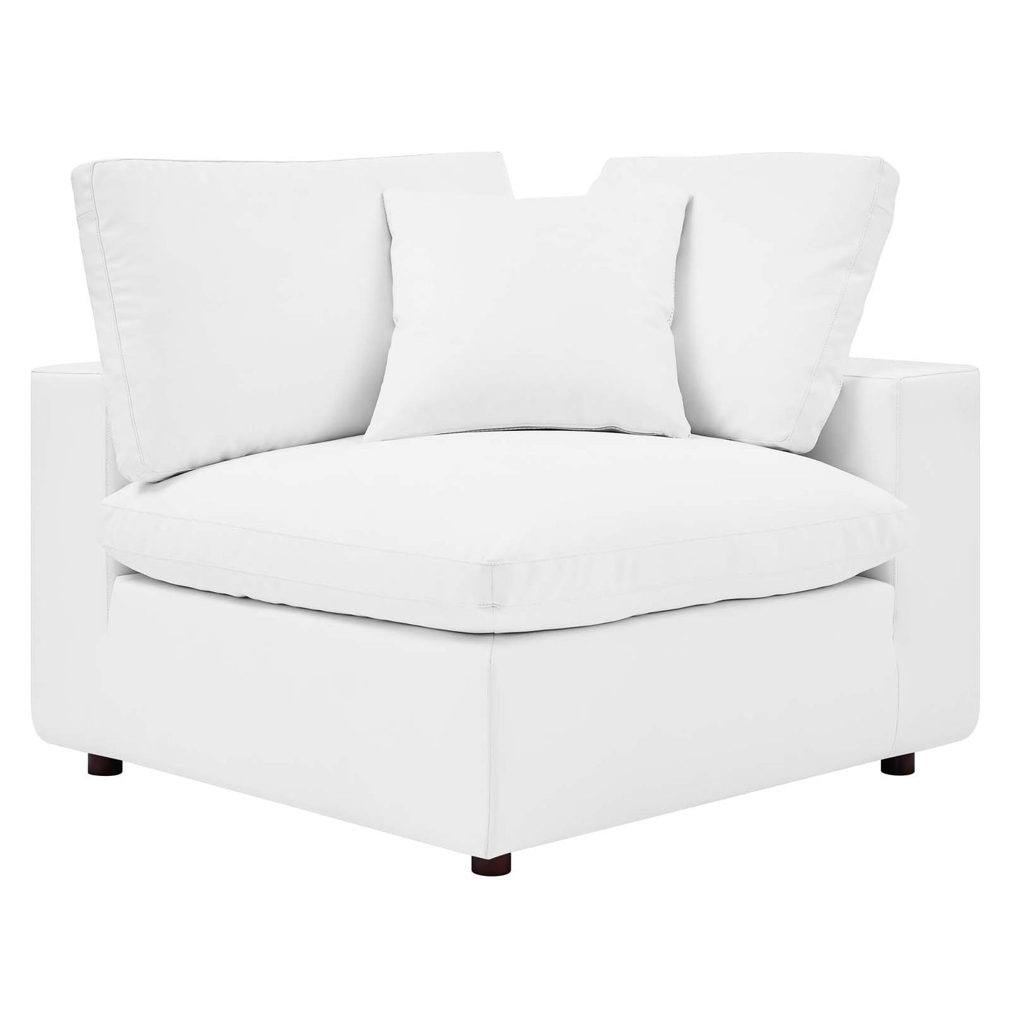 Commix Down Filled Overstuffed Vegan Leather 4-Seater Sofa White EEI-4916-WHI