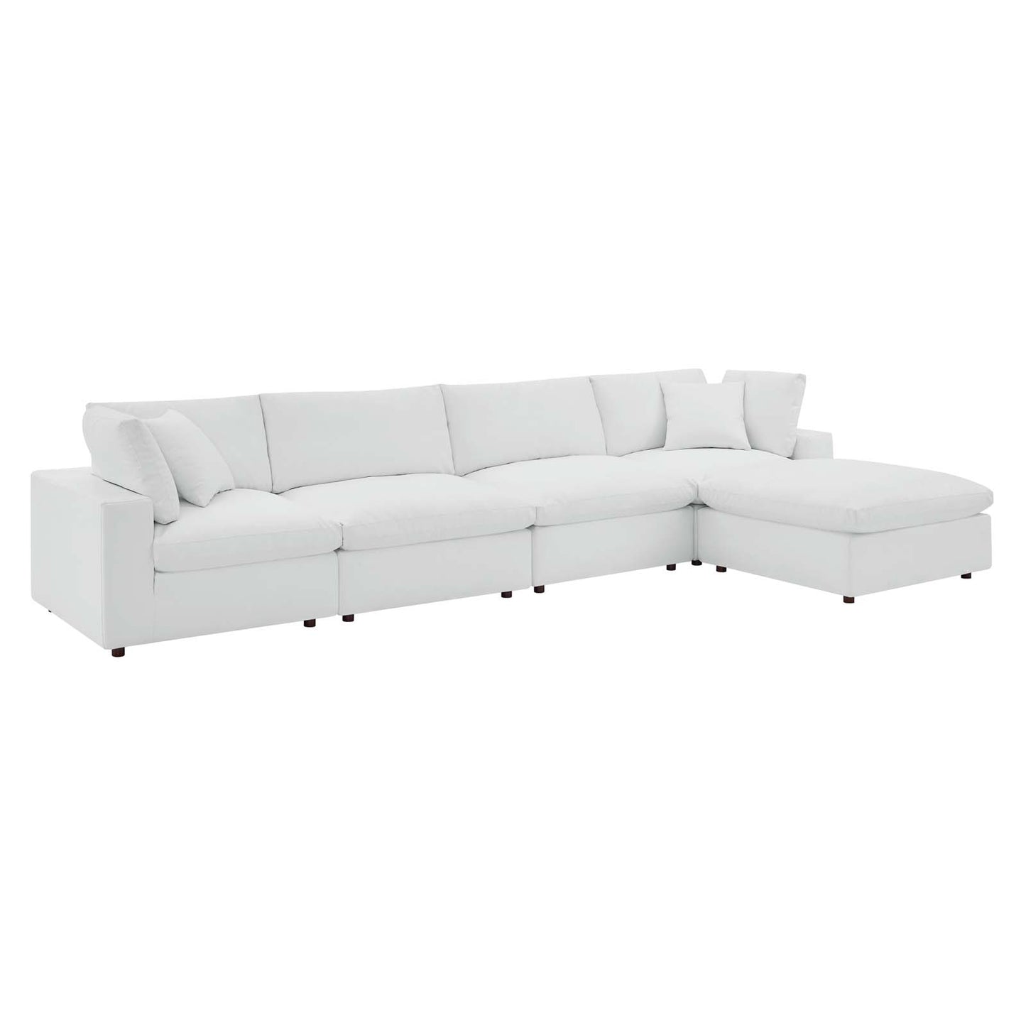 Commix Down Filled Overstuffed Vegan Leather 5-Piece Sectional Sofa White EEI-4917-WHI