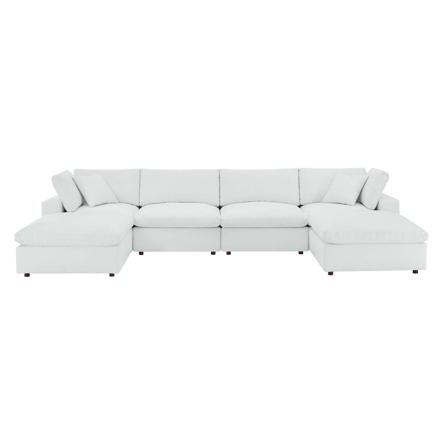 Commix Down Filled Overstuffed Vegan Leather 6-Piece Sectional Sofa White EEI-4918-WHI