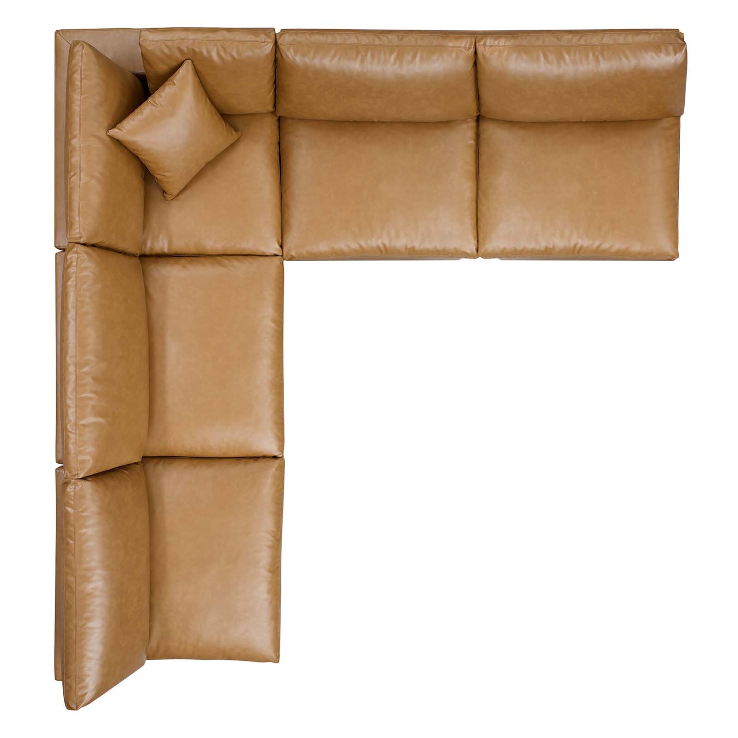 Commix Down Filled Overstuffed Vegan Leather 5-Piece Sectional Sofa Tan EEI-4919-TAN