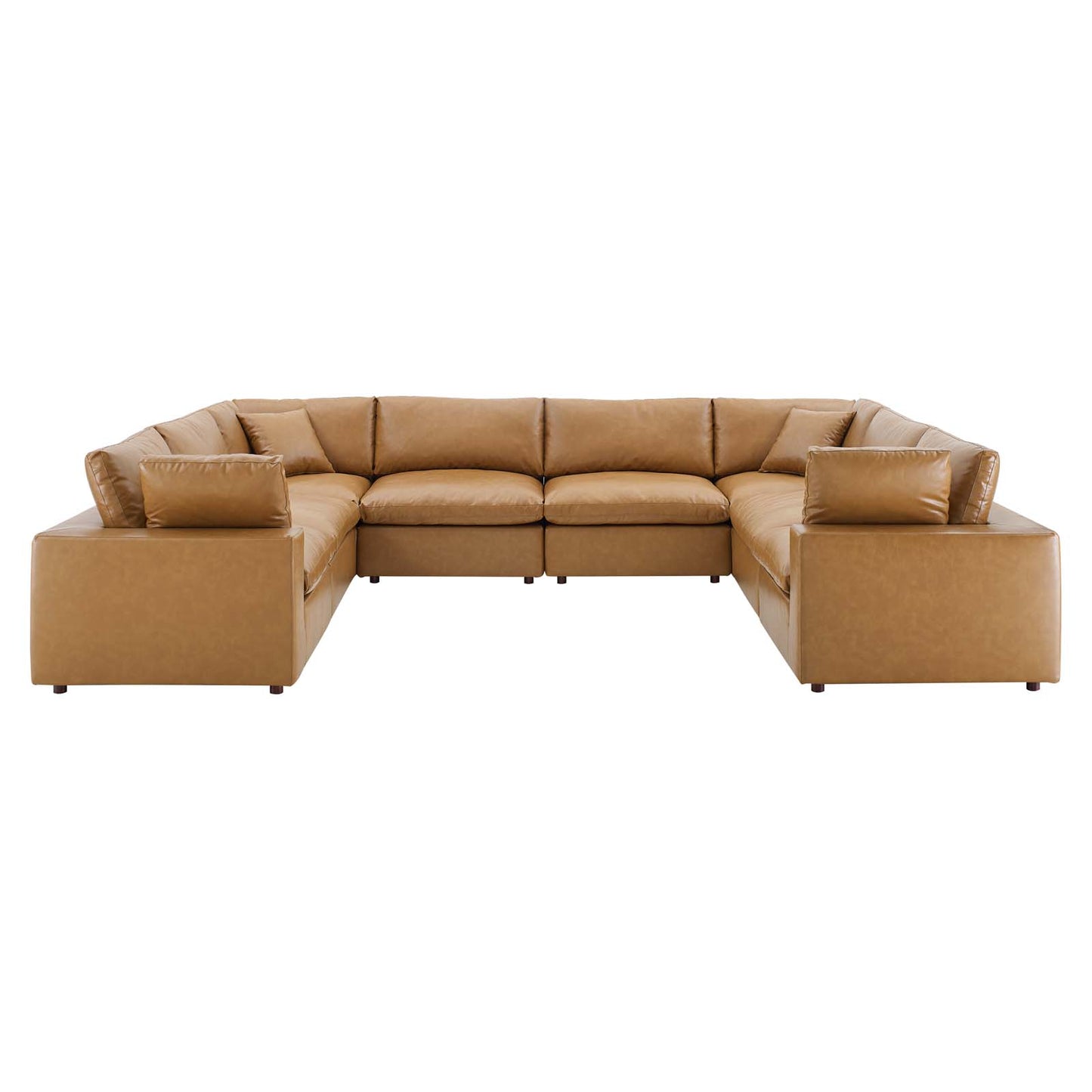 Commix Down Filled Overstuffed Vegan Leather 8-Piece Sectional Sofa Tan EEI-4923-TAN