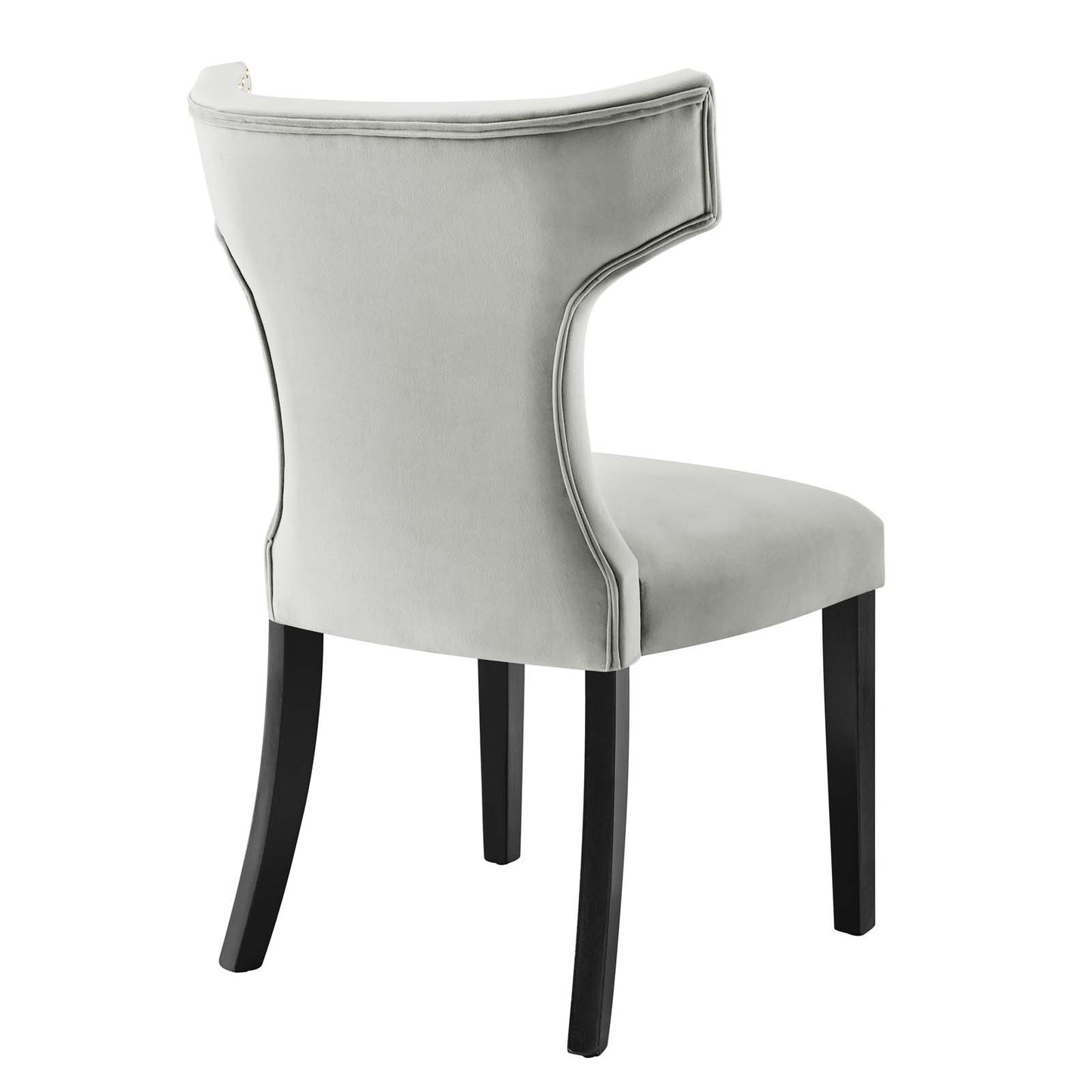 Curve Performance Velvet Dining Chairs - Set of 2 Light Gray EEI-5008-LGR