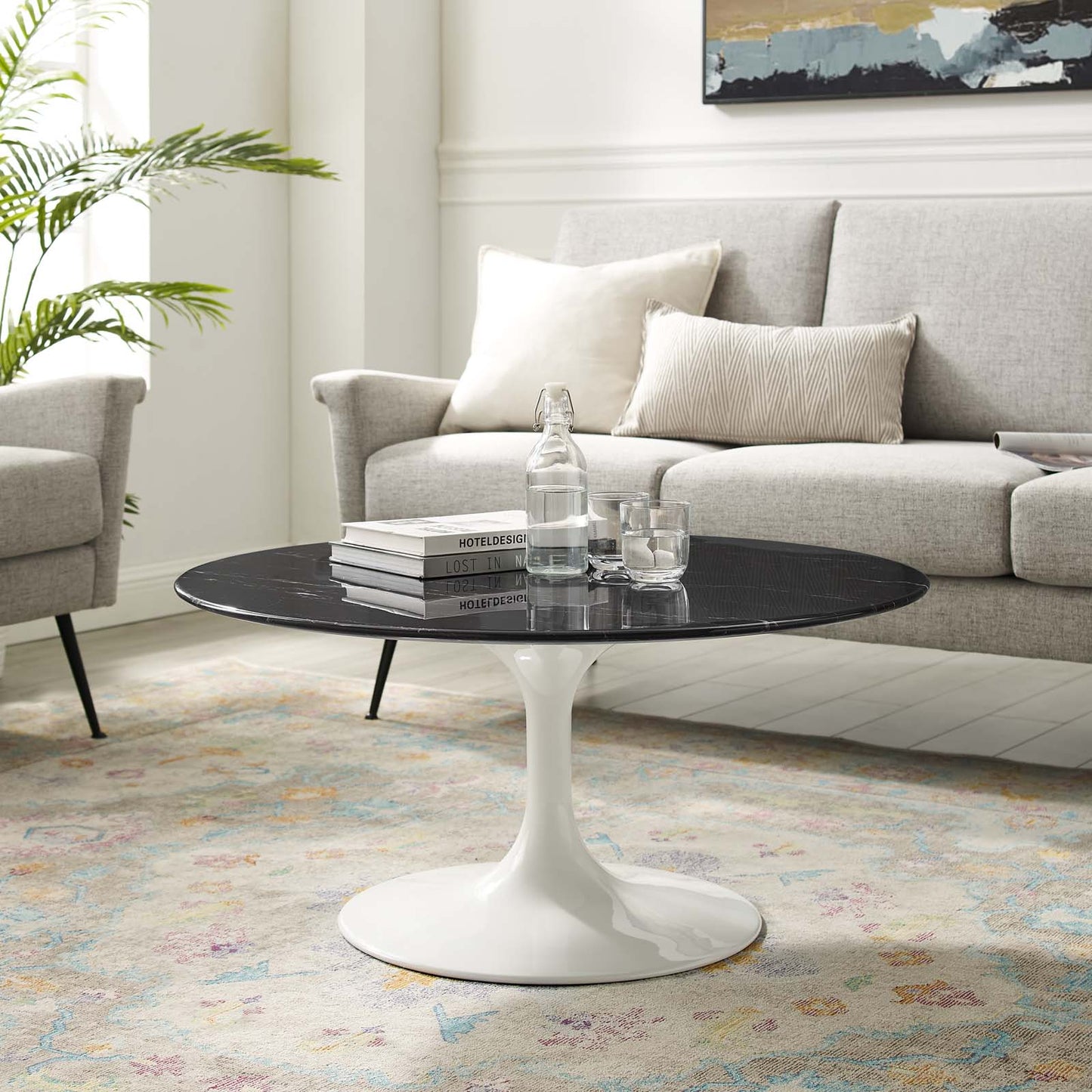 Lippa 36" Artificial Marble and Wood Coffee Table Collection