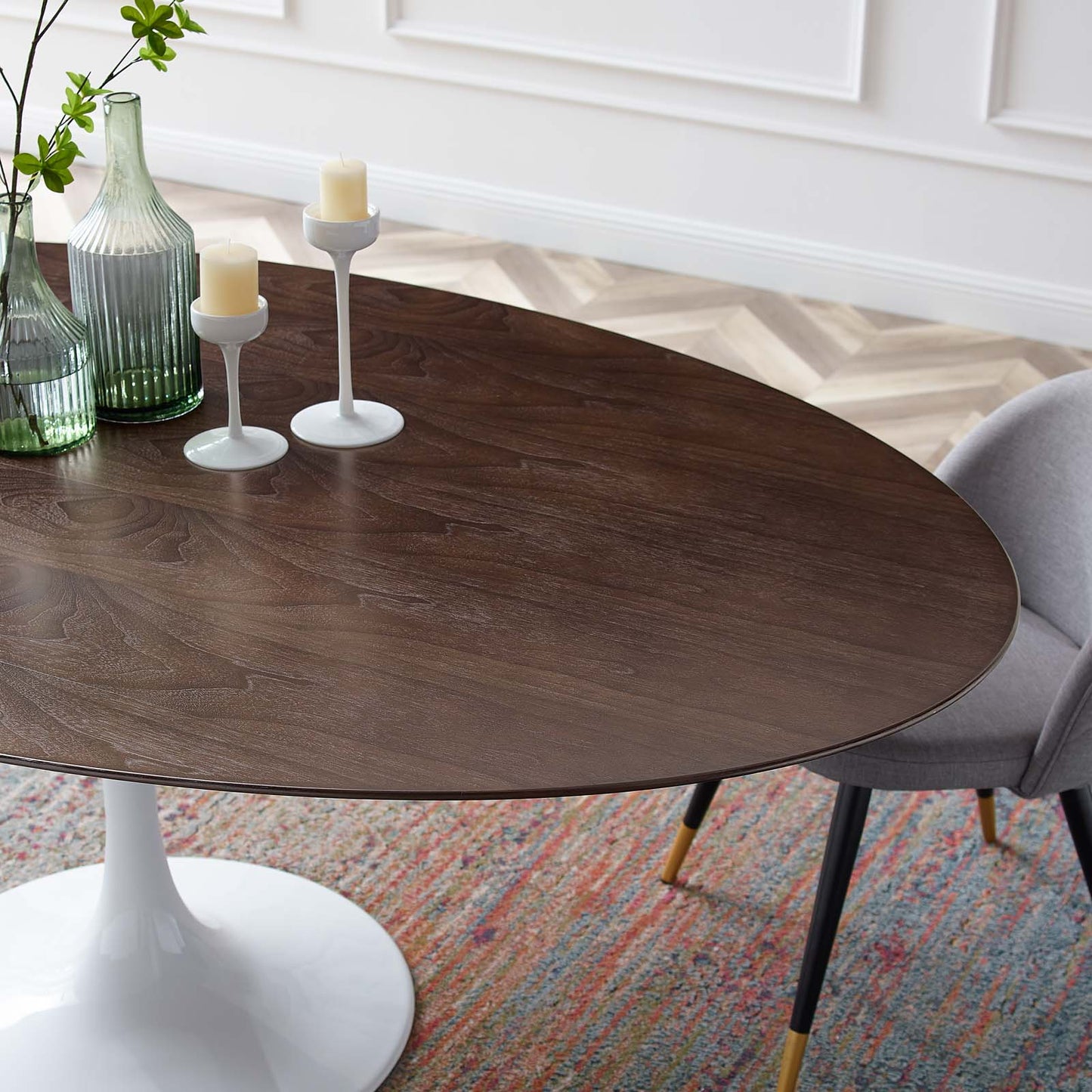 Lippa 78" Oval Artificial Marble and Wood Dining Table