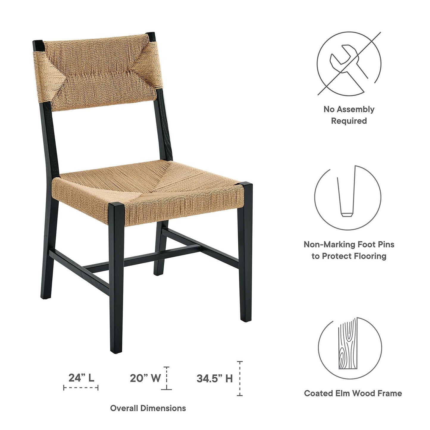 Bodie Wood Dining Chair Natural Finish EEI-5489