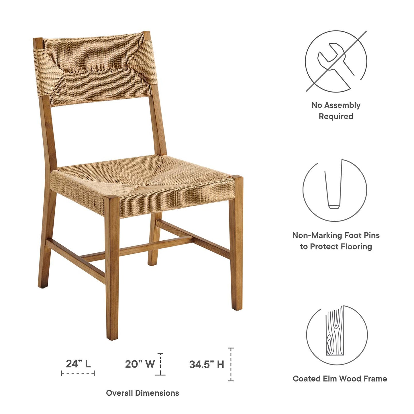 Bodie Wood Dining Chair Natural Finish EEI-5489