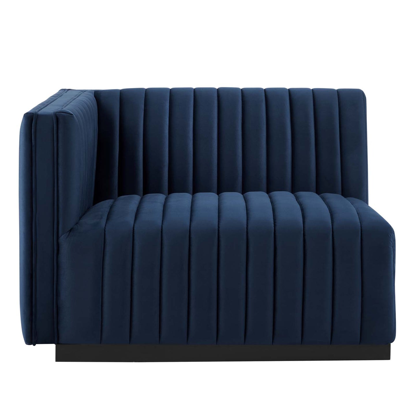 Conjure Channel Tufted Performance Velvet Left-Arm Chair Black Midnight Blue EEI-5490-BLK-MID