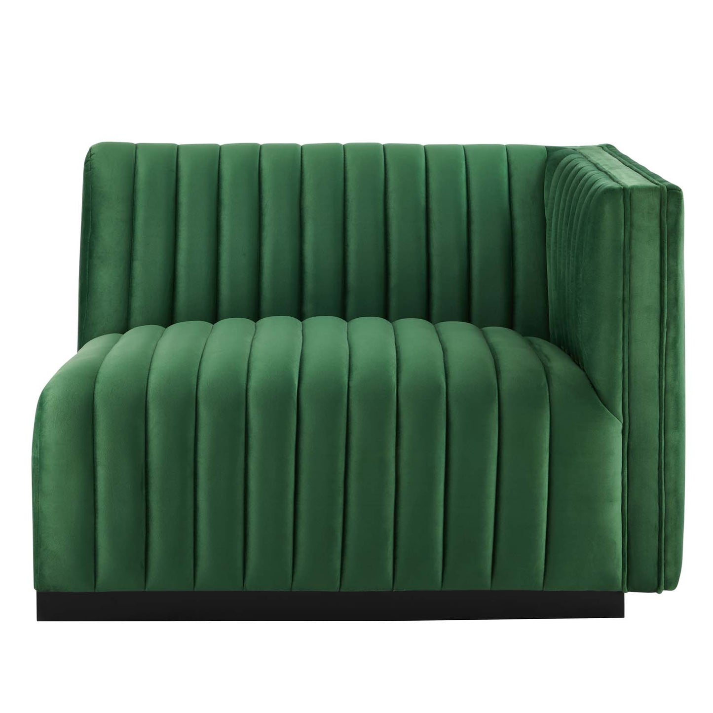 Conjure Channel Tufted Performance Velvet Right-Arm Chair Black Emerald EEI-5492-BLK-EME